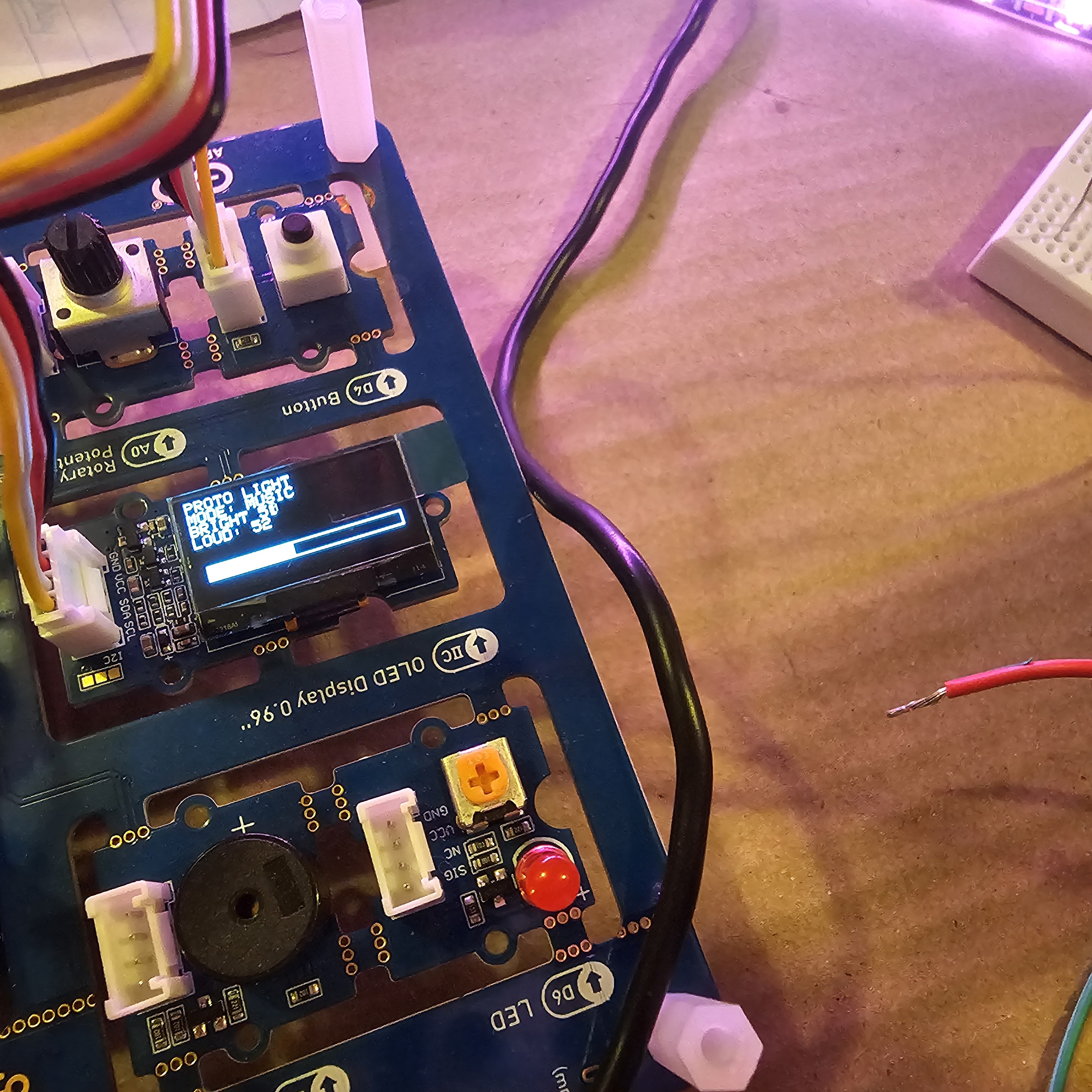 Led and microphone response. The data from the mic was tuned to different threshold. The mic themselves also provided different values depending if it was digital or analog values. Analog being more fine tuned but digital;1 or 0 is easier.
